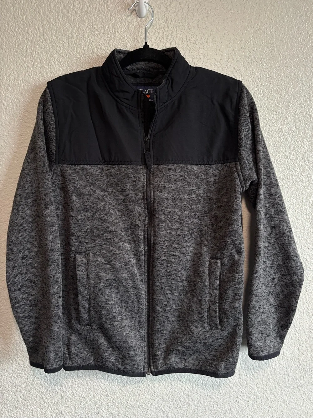 Children's Place Gray black Full-Zip Sweater Fleece Jacket Boys Size XXL